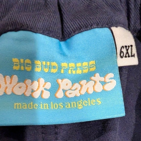 Big Bud Press Blue Colorblock Work Pants 6XL Made in LA Cotton Twill Unisex